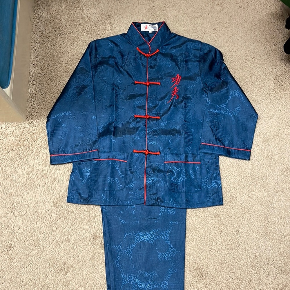 Child KungFu costume, size 14, fits 10-12 years old. Like new